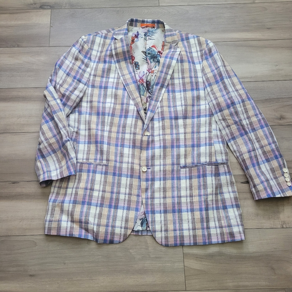 Tallia Plaid Blazer with Floral Lining